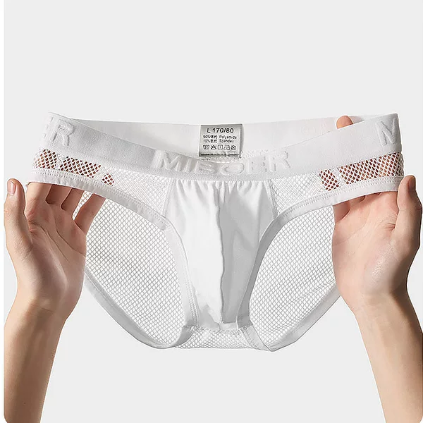 Sexy Men's Briefs High Elastic Mesh Classic Black and White Comfortable Sports Low Waist Fitness Breathable Underwear Men's Foreign Trade