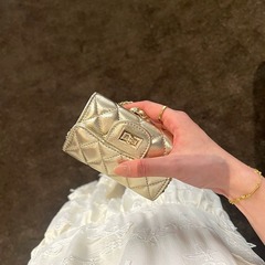 小香風迷你菱格鏈條包包女時尚百搭口紅零錢包高級感單肩斜挎包