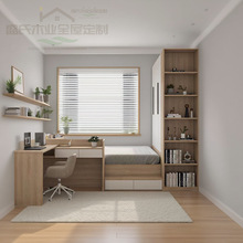 小户型高箱榻榻米带书桌床衣柜一体床组合板式踏踏米小房间单人床