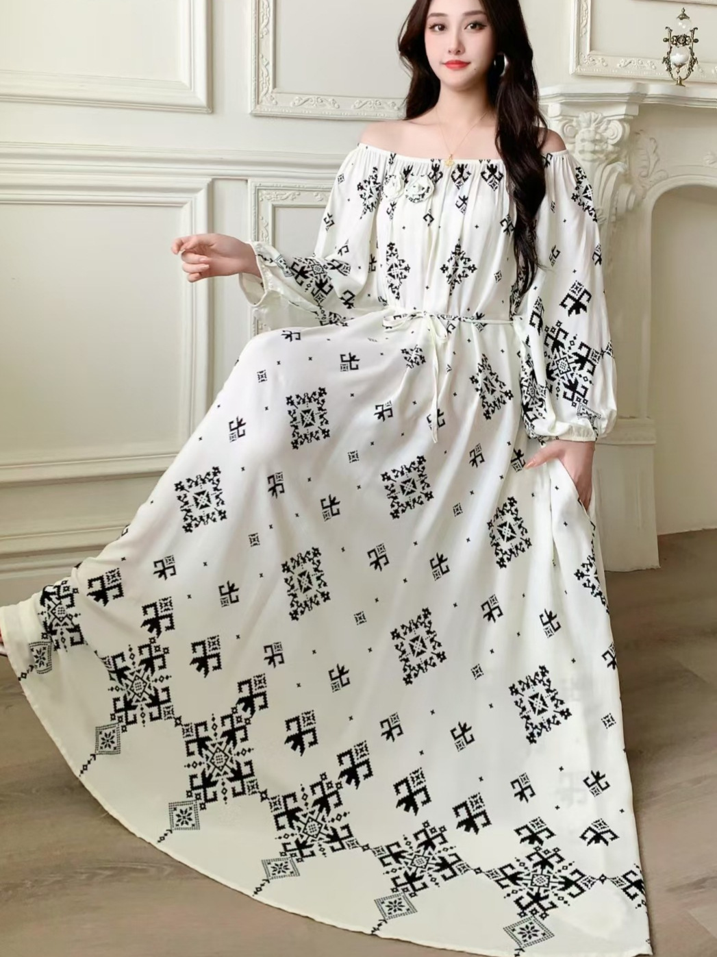 Ropa de mujer de talla grande transfronteriza europea y americana, vestido informal de algodón largo hasta la rodilla, holgado y cómodo, para verano, ropa de maternidad.