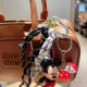 Miu Cartoon Flower Mickey Car Keychain Creative Cute Minnie Bag Pendant Dice Woven Rope Pendant