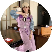 韩系盐系两件套粉紫色休闲卫衣运动套装女秋季2024新款小跨境爆款