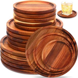 Wooden Round Tray Japanese Acacia Wood Cake Tray Creative Dried Fruit Snack Tray Fruit Tray Solid Wood Tableware Tray