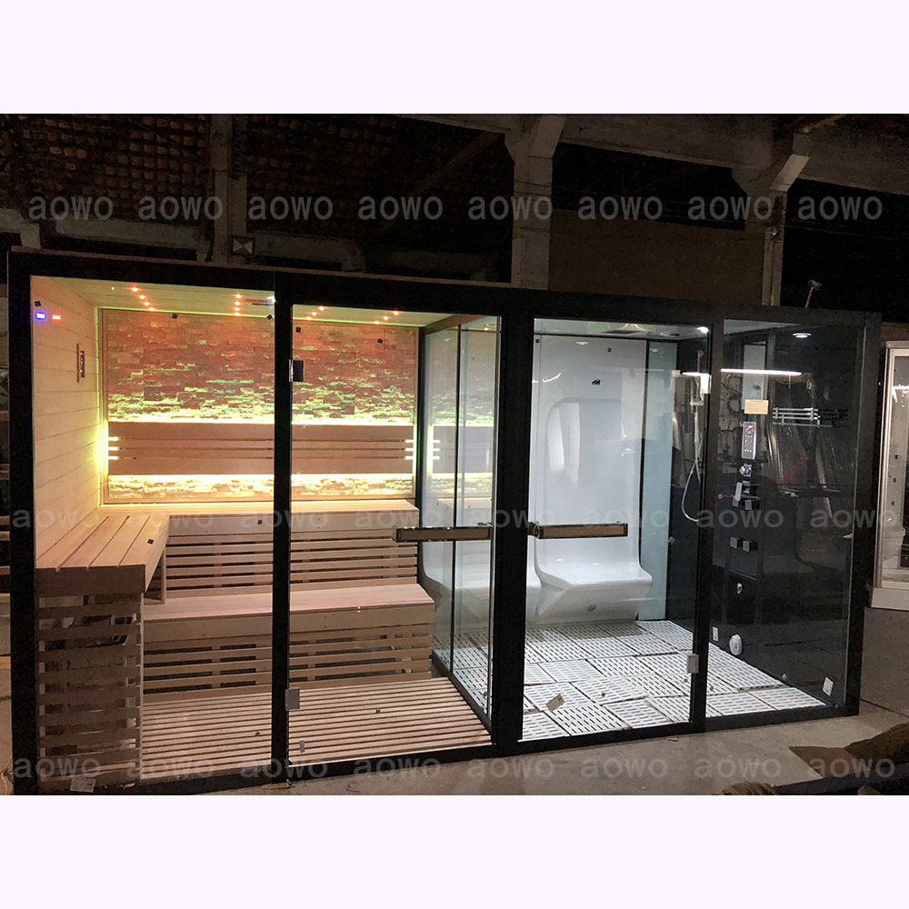 Ducha de vapor acrílico sala de sauna sala de infrarrojos lejanos doble uso lámpara de color integral separación de sala de vapor seco para el hogar