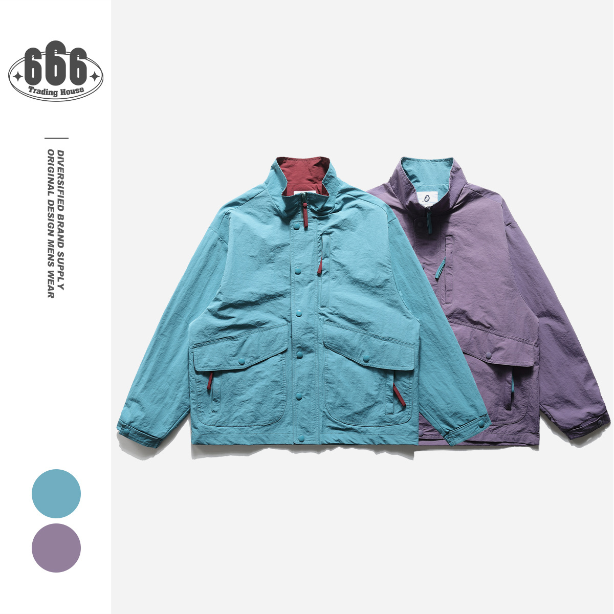 CTSBTS National Tide American Style Outdoor Hiking Windproof Mountain Jacket Casual Color Contrast Collar Tooling Jacket Male J68