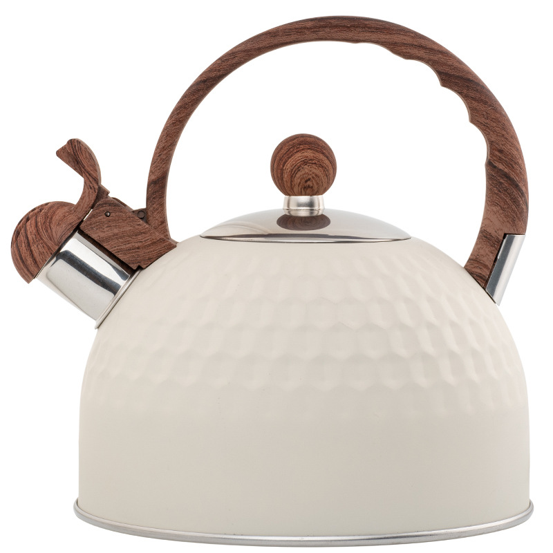 Beige martillado silbato hervidor 5L Amazon transfronterizo de acero inoxidable silbato hervidor de agua Yangjiang fábrica