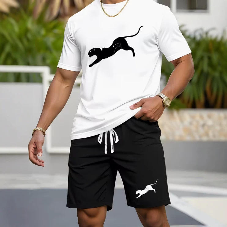 Amazon Cross-Border AliExpress Y2 Foreign Trade Amazon Best-Selling Casual Men's All-Season T-Shirt and Shorts Set Amazon Cross-Border AliExpress Y2 Foreign Trade Amazon Best-Selling Casual Men's All-Season T-Shirt and Shorts Set