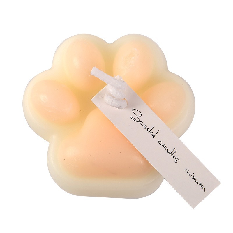 Vela artesanal de cera de soja com aroma criativo de pata de gato, um presente sofisticado e criativo. Venda por atacado._voghion.com