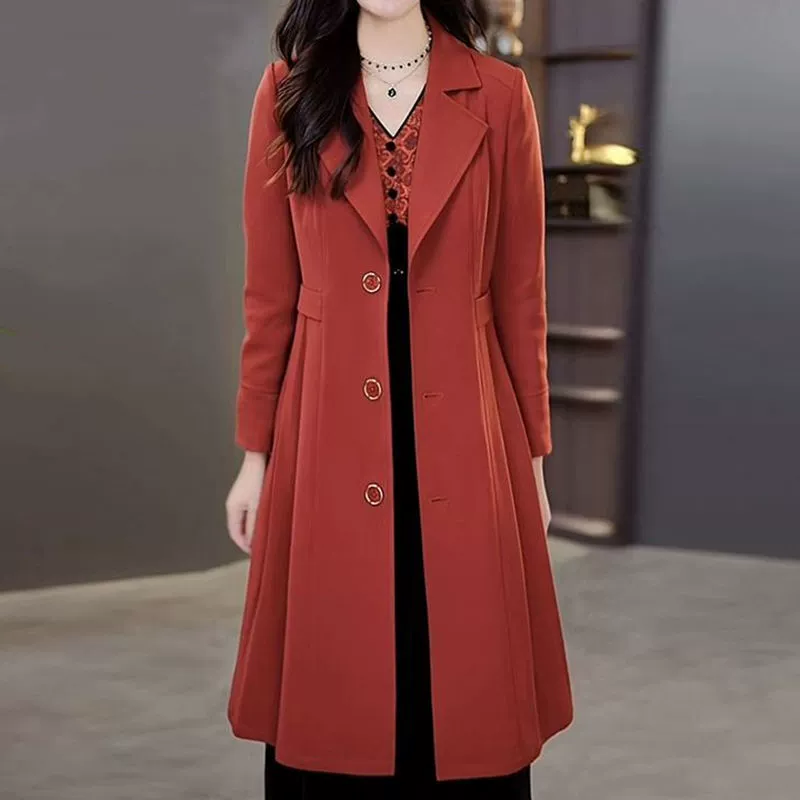 Мама куртка осенне-зимний модный темперамент средняя длинная ветровка женская 2023 новая тонкая и дикая стройная