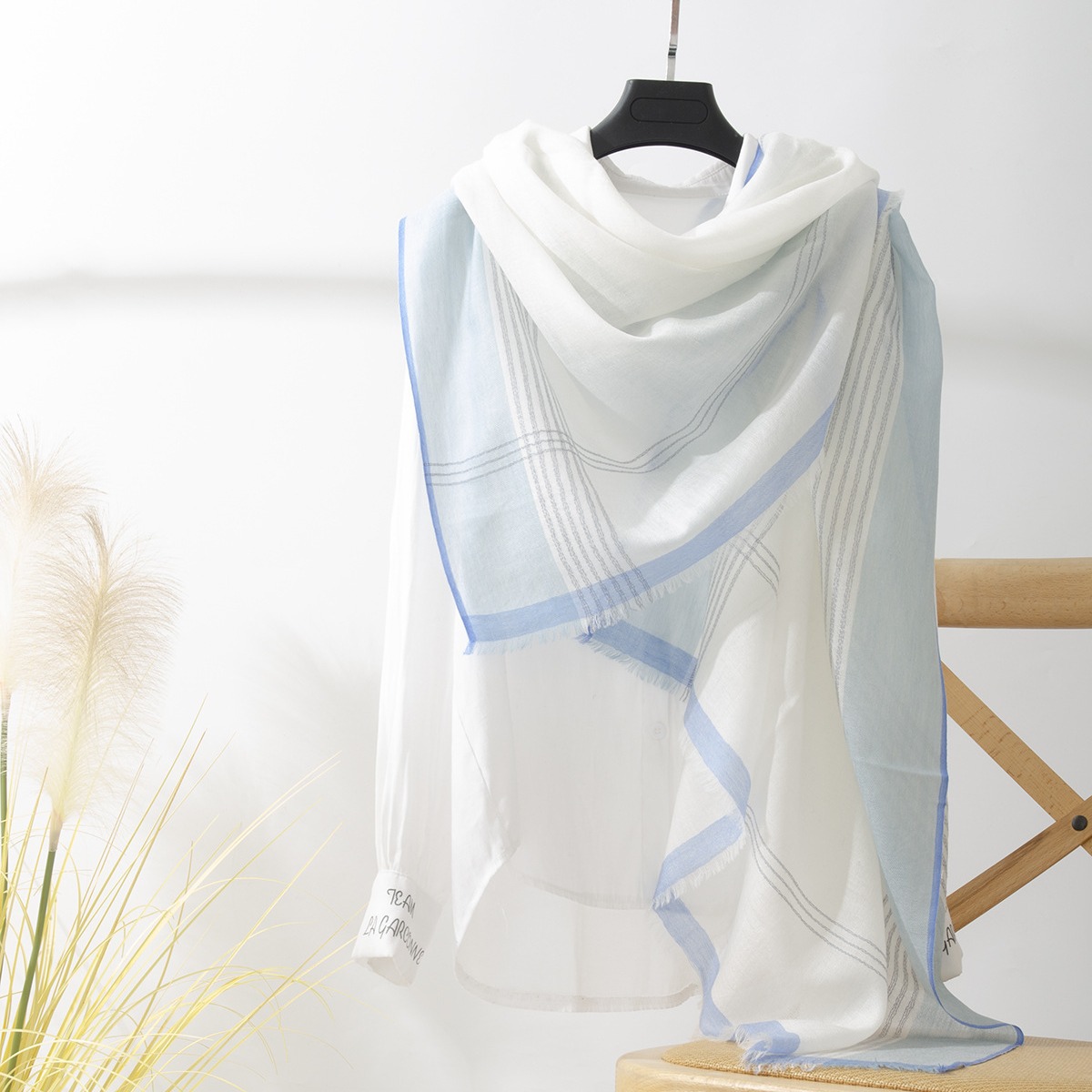 Mongolia Interior Lana soluble en agua a cuadros teñidos en hilo, otoño e invierno, bufanda ligera, chal, contraste, fábrica de cachemira para damas