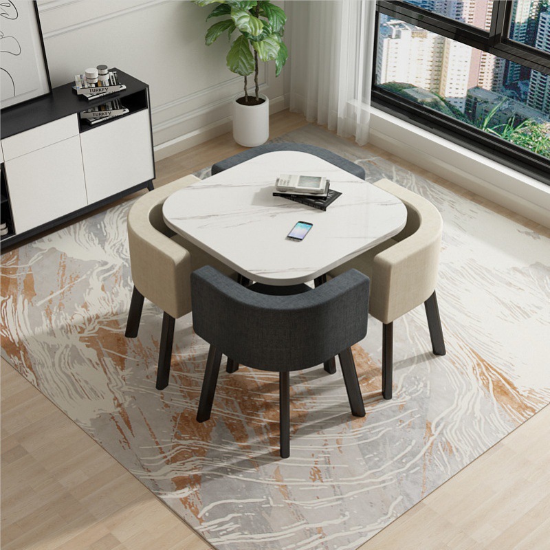 Conjunto de mesa y sillas para recepción, mesa de negociación, mesa y sillas para recepción de tienda, mesa redonda pequeña de oficina, estilo empresarial