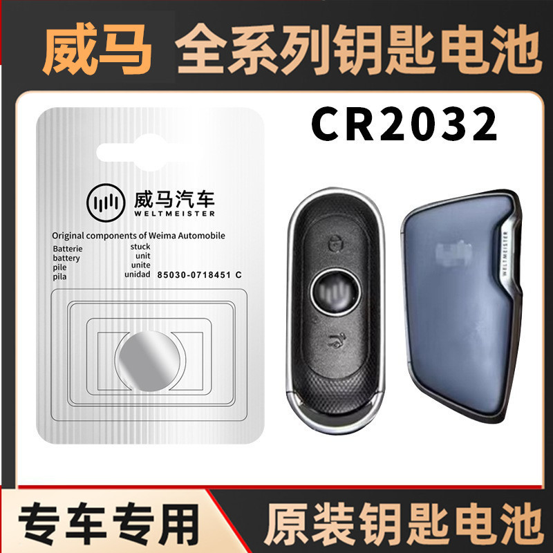 适用于威马EX5/EX6/W6/PLUS/CR2032-3V 汽车遥控钥匙电池纽扣电子