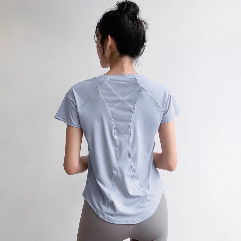 Summer Sports Women's Fitness Elastic Quick-Drying Clothing Running Clothing Thin Loose Slimming Yoga Clothing Short-Sleeved Outdoor Summer Sports Women's Fitness Elastic Quick-Drying Clothing Running Clothing Thin Loose Slimming Yoga Clothing Short-Sleeved Outdoor