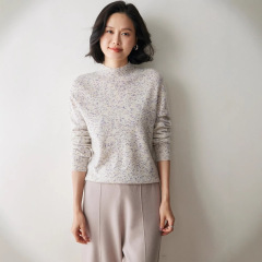 25秋冬款半高领点纱山羊绒针织衫女纯色堆堆领毛衣软糯羊毛打底衫