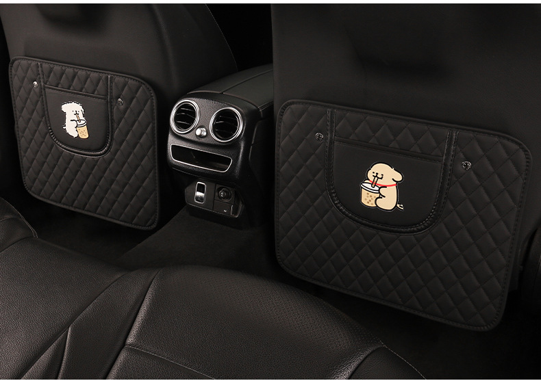 Simple cartoon car seat back anti-kick cushion car seat back anti-pollution cushion belt storage belt back pocket suspension type