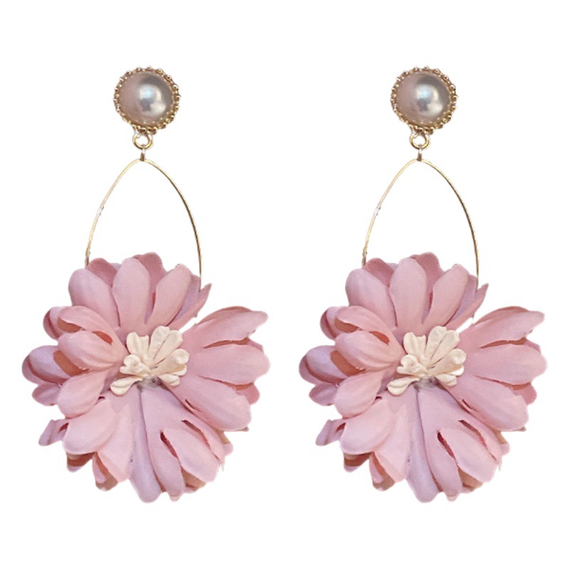 Aguja de Plata Perla flor Mori pendientes personalidad estilo natural temperamento exagerado pendientes moda nicho diseño pendientes