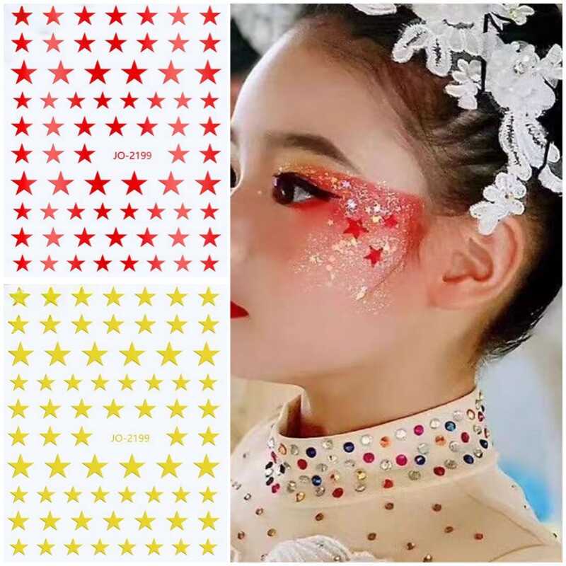 Children's stage performance star face stickers multi-color size five-pointed star stickers eye makeup face decals adhesive self-adhesive