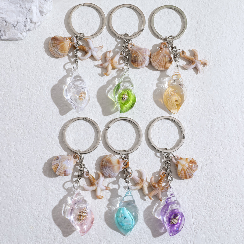 Luminous Conch Starfish Keychain Cross-Border Creative Personalized Seaside Vacation Shell Keychain Acrylic Bag Hanging