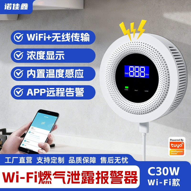 Smart App Gas Graffiti Wifi Monitoring Home Liquefied Gas Leak Sensor Smoke Alarm