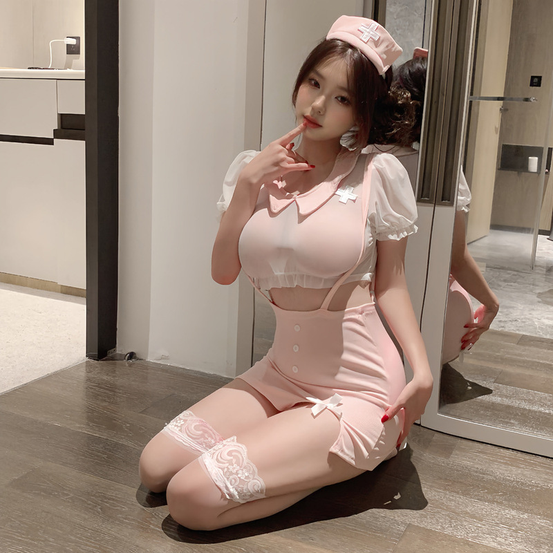 Red Desire Halloween Cosplay Dress up Cute Nurse Uniform Sexy Hip Skirt Small Breast Suit Pajamas 2716