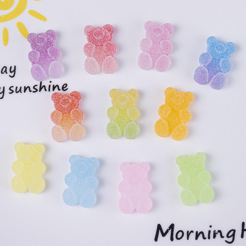 Gradiente de dibujos animados simulación oso jalea suave caramelo DIY accesorios de resina crema pegamento resina teléfono móvil Shell material al por mayor