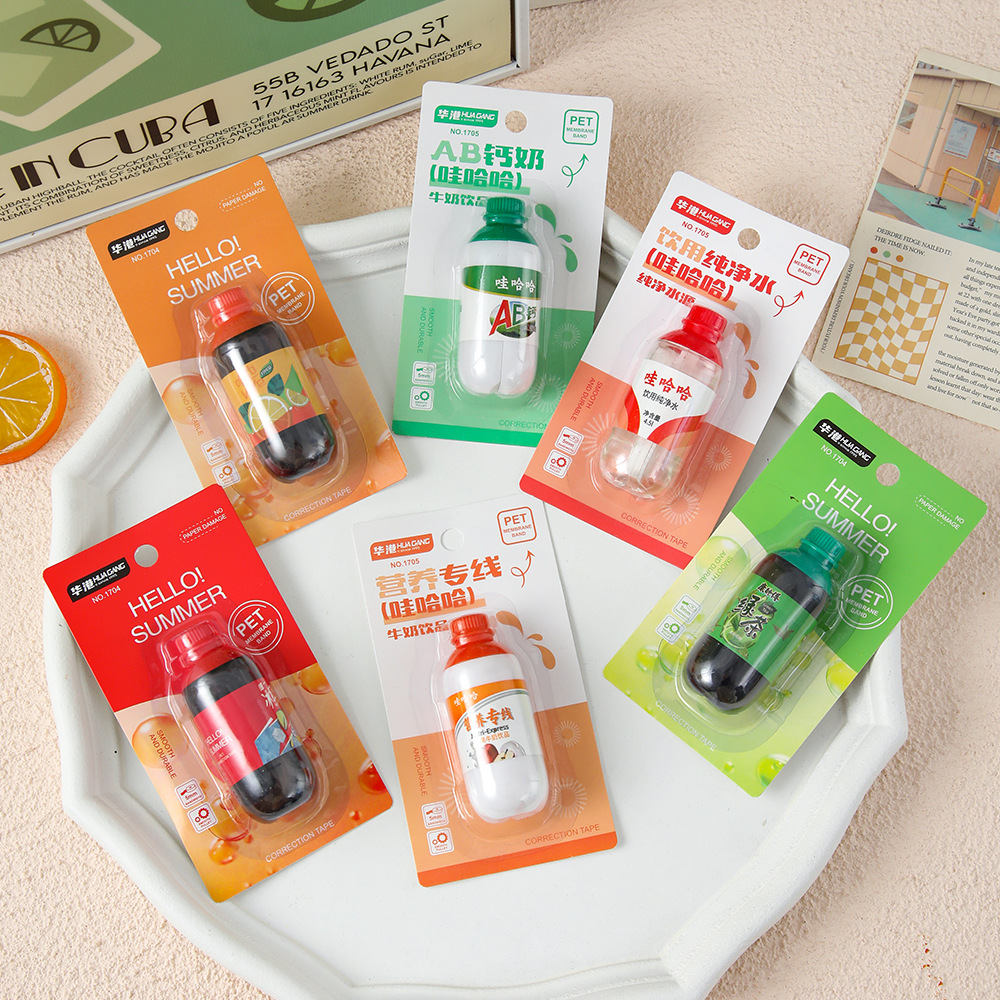 Simulación de botellas de refresco corrección con creatividad divertida simple estudiantes frescos lindos estudiantes aprenden papelería