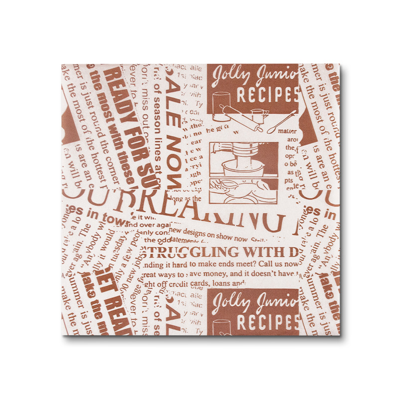 Bandeja de comida desechable Papel de embalaje Papel de embalaje Bandeja de comida estilo ins Papel decorativo Papel absorbente Papel anti-aceite inglés retro