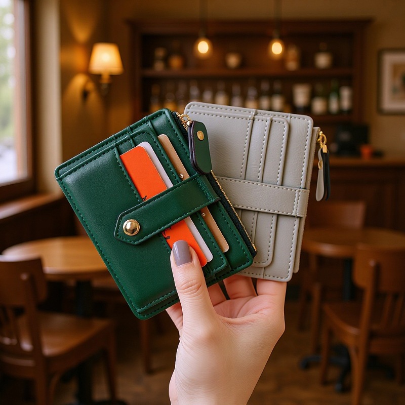 Bolsa de tarjetas de muñeca de flores de pera para mujer, estilo coreano ultrafino, múltiples ranuras, diseño simple, pequeño monedero con espacio para identificación