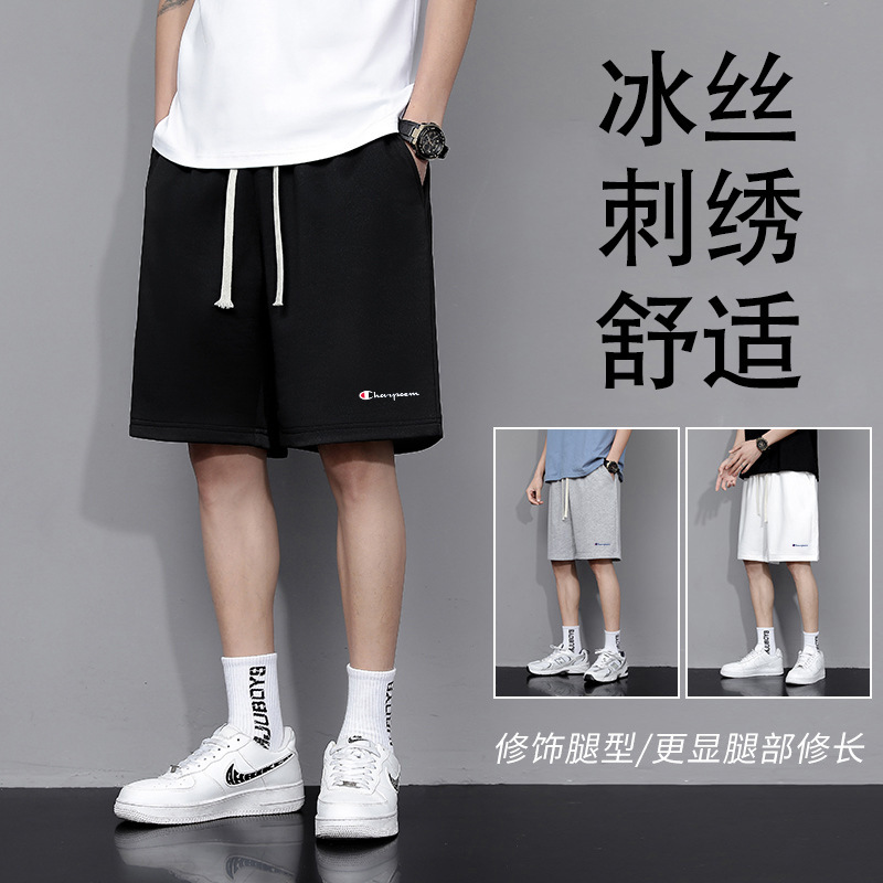 Champion Graffiti Shorts Men's Summer Thin Outer Wear Sports Pants Loose plus size Youth Casual Embroidered Shorts