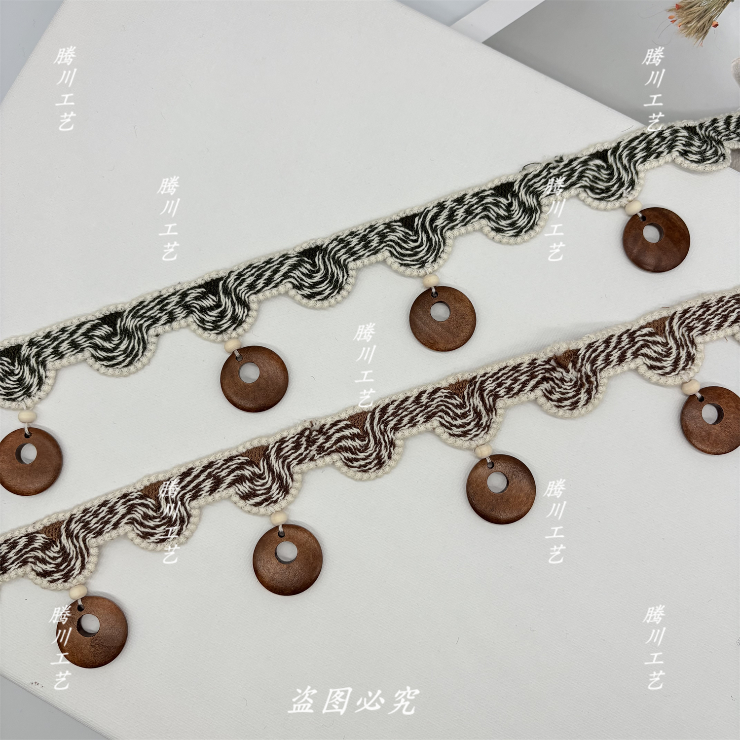 新款窗帘花边中式复古木片手工枕床DIY刺绣桌旗缝纫提花织带辅料