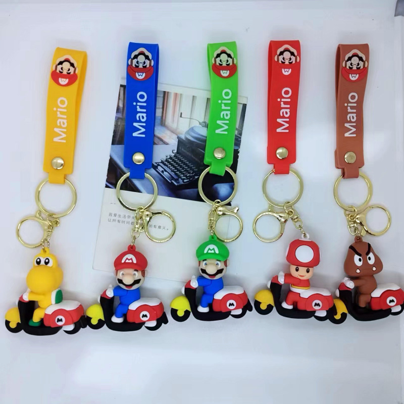 Cross-Border Creative Cartoon Bicycle Mario Keychain Pendant Bag Car Keychain Accessories Gift Wholesale