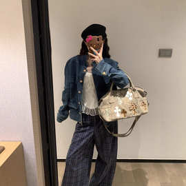 法式复古高级感小香风外套女春秋季短款立领开衫休闲百搭上衣夹克