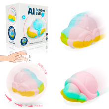 亚马逊硅胶闪光电动小汽车乌龟汽车滚动泡泡球玩具带充电玩具批发