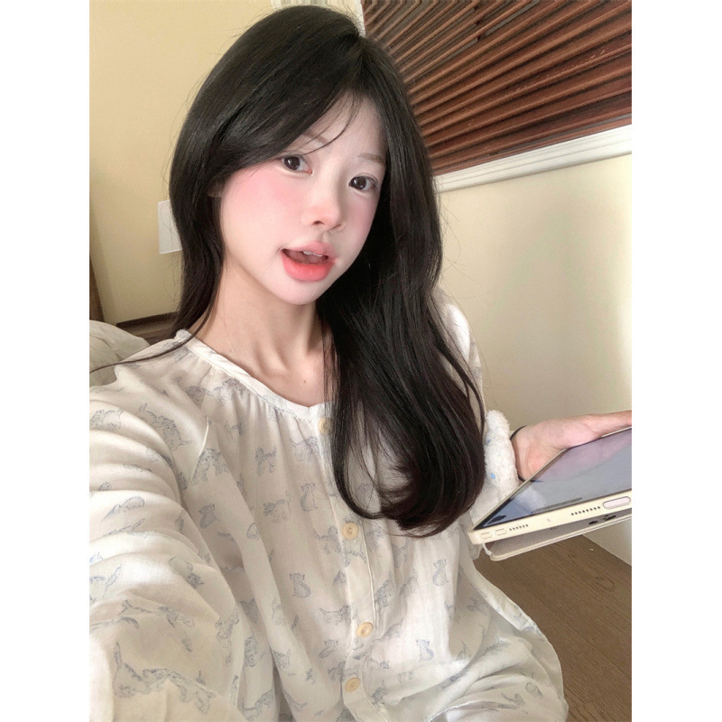 2025秋季新品 猫咪可爱卡通棉家居服软芙芙纱棉睡衣套装女|undefined