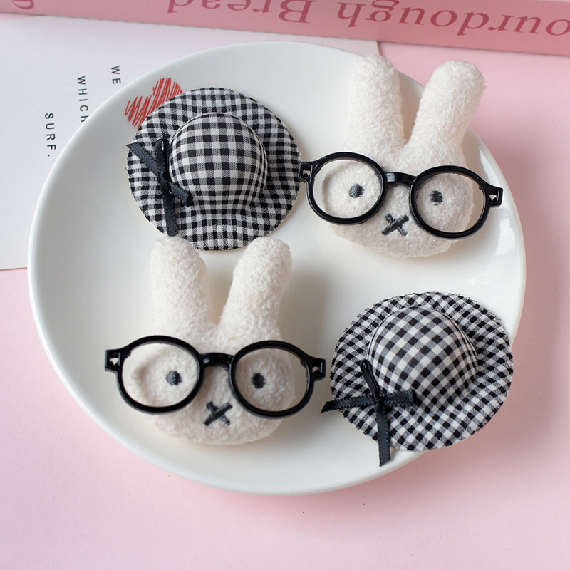 かわいい漫画メガネウサギの帽子ぬいぐるみジュエリーアクセサリー diy 材料卸売 pj1795|undefined