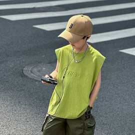2025新款男童夏季无袖t恤背心套装儿童夏装帅气童装洋气男孩衣服
