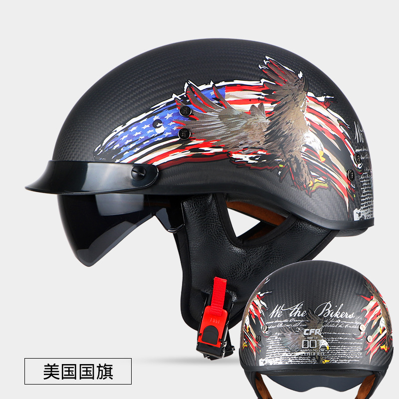 Motosiklet kaskı (dəbilqə) — Motuoche Summer Helmet Retro - american-flag-blue-m