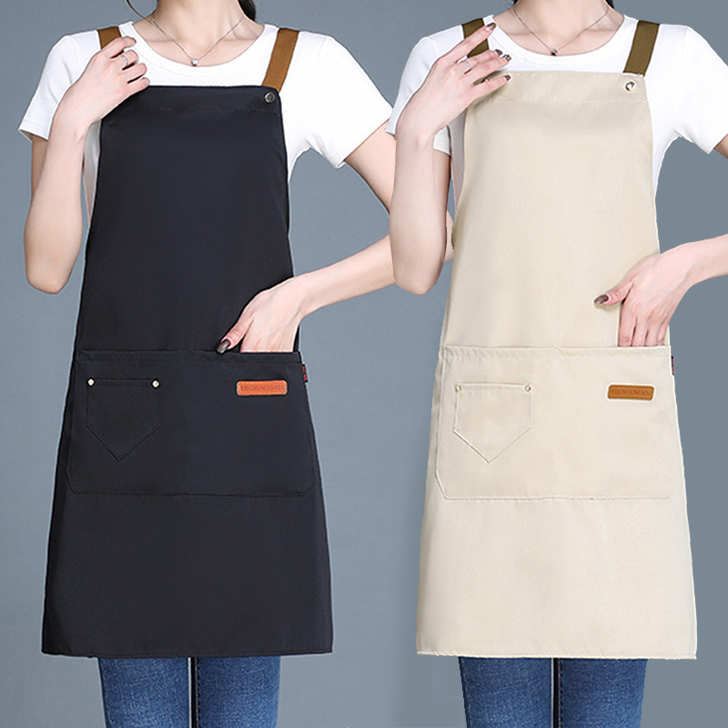 ケータリング用エプロン、カスタマイズされたロゴプリント、キッチン防水・耐油ウェイター作業服、ホルターネックロングエプロン|undefined