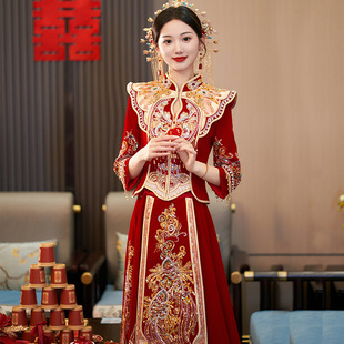 Xiuhefu 2025 New Bridal Velvet Chinese Wedding Dress for Petite Women