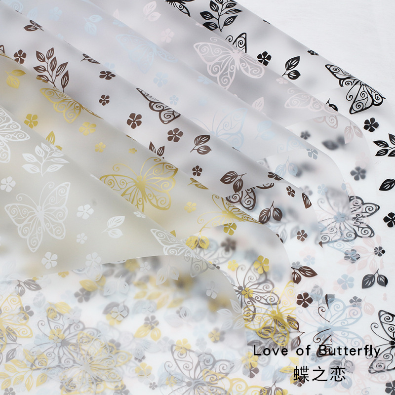 Flores de amor de flores transparentes flores flores flores mariposas ramo de flores artesanal OPP material de envoltura de flores impermeable papel de embalaje de flores