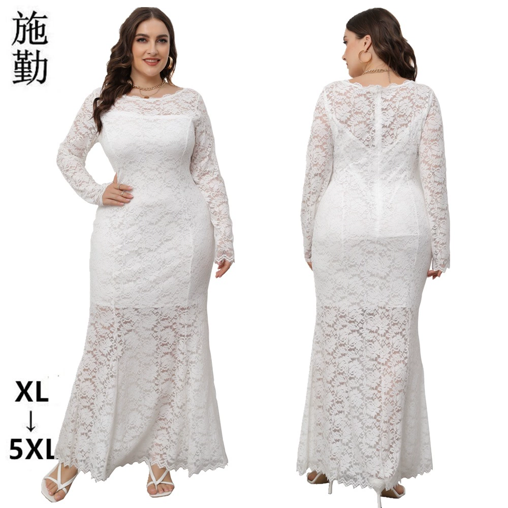 Новое вечернее платье Amazon больших размеров для женщин, европейский и американский экспорт, кружевное платье-русалка SQ0208