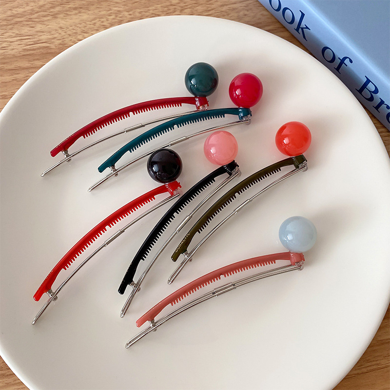 Candy-colored round ball clip back of head high-grade spring clip half lollipop ponytail frog buckle women's hair accessories Candy-colored round ball clip back of head high-grade spring clip half lollipop ponytail frog buckle women's hair accessories