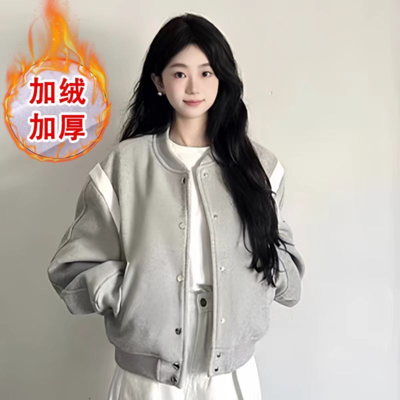 亚马逊速卖通eBay独立站灰色短外套女装新爆款小个子夹克短款上衣|undefined