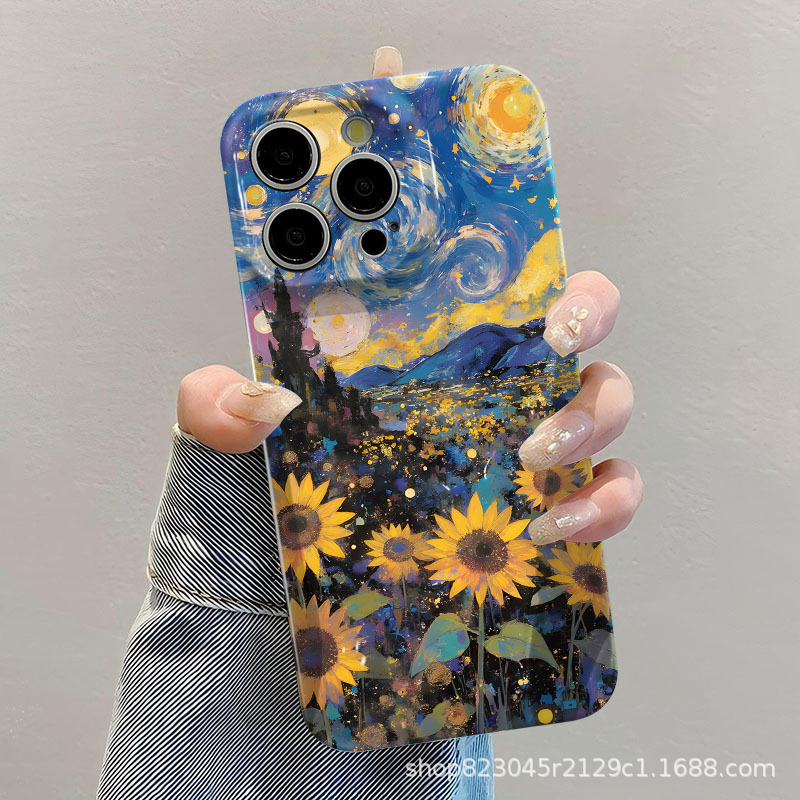 Art Van Gogh Sunflower Film Shell Apple 16 Mobile Phone Iphone11/12/13/14/15/16Promax Art Van Gogh Sunflower Film Shell Apple 16 Mobile Phone Iphone11/12/13/14/15/16Promax