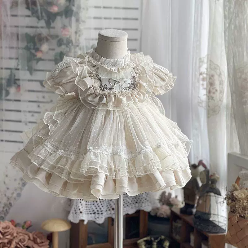 Маленький костюм принцессы, детское платье, стиль Lolita, пышная юбка-кульп, рукав puff, интернет-знаменитость