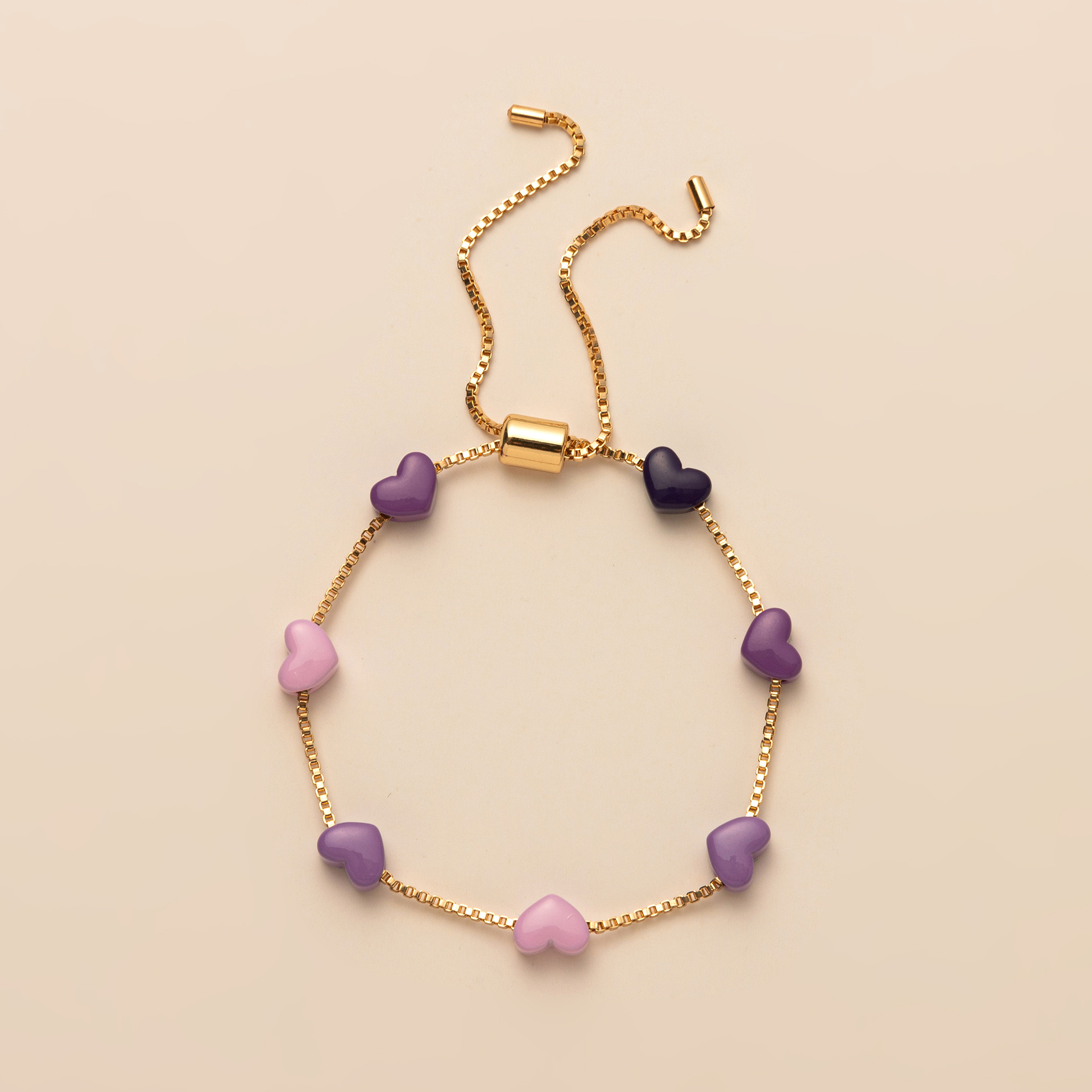 Pulsera corazón gradiente para mujer chapada en oro moda_voghion.com