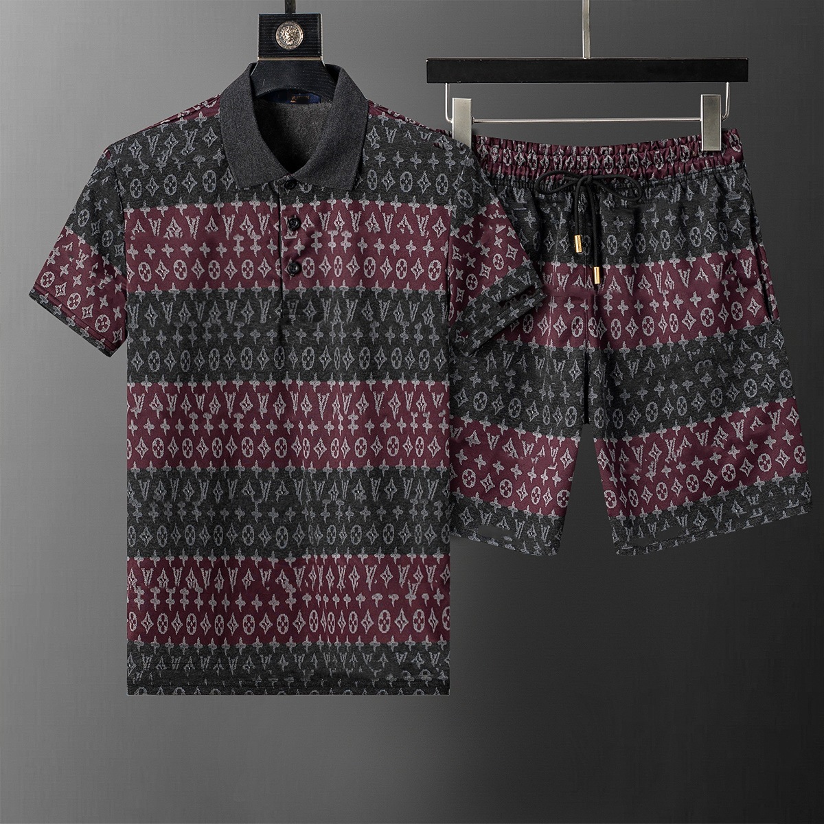 Cross-border versión correcta polo manga corta set de collar de verano clásico toalla de hombre bordado casual Europa y América explosión