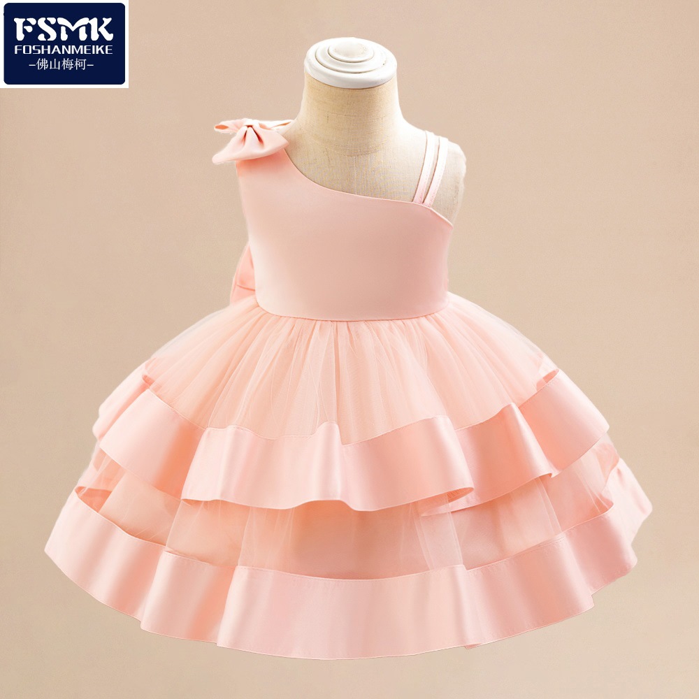 Vestido de novia para niños de estilo nuevo europeo y americano vestido de princesa hinchado vestido de pasarela para niñas vestido de fiesta de cumpleaños de un año para bebés