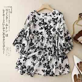 实拍 娃娃衫上衣 韩版圆领套头甜美灯笼袖蓬蓬碎花棉质衬衫女