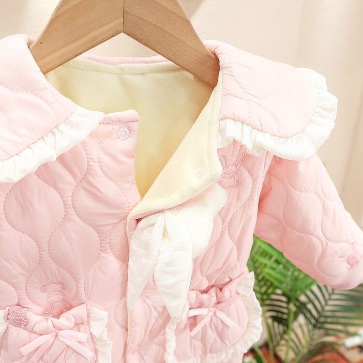 Mono de bebé coreano ins más engrosamiento acolchado de terciopelo invierno cálido para hombres y mujeres ropa de salida para bebés mameluco